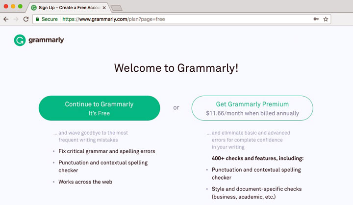 grammarly free trial without credit card