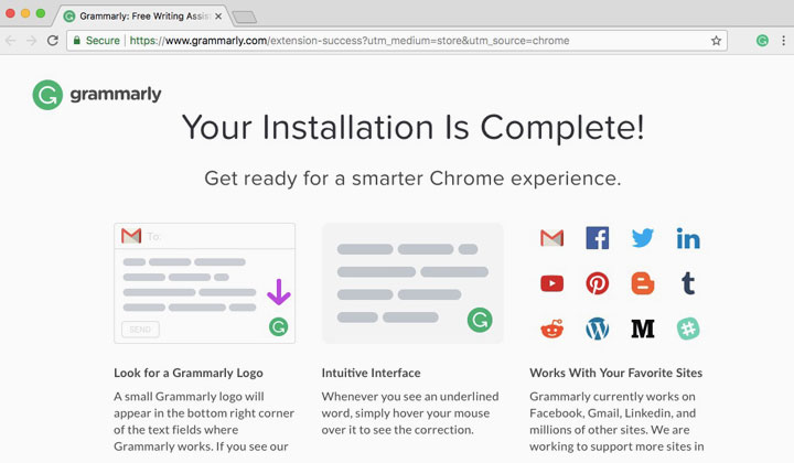 Grammarly Installation Complete