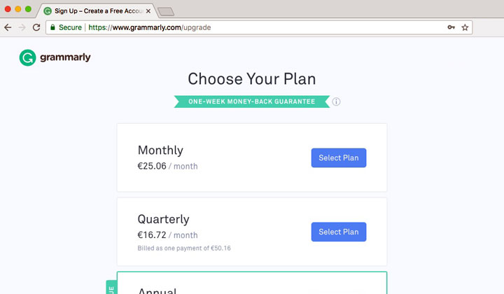 Grammarly Select Plan