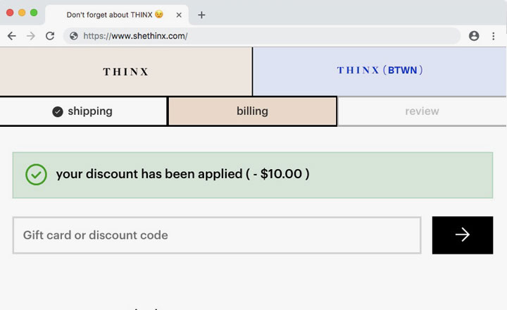 Thinx Discount Applied